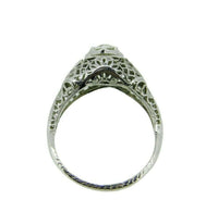 Art Deco 18k White Gold Genuine Natural Diamond Filigree Ring .56ct (#J2360)