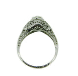 Art Deco 18k White Gold Genuine Natural Diamond Filigree Ring .56ct (#J2360)