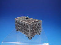 Sterling Silver Box with Turquoise Cabochon and Filigree Layers (#4210)