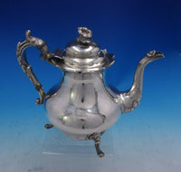 Palmer and Bachelder Coin Silver Tea Pot 3-D Leaves Feet Flower Finial (#4005)