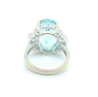 18k White Gold Large 9.45 Carat Genuine Natural Aquamarine Ring (#J5228)