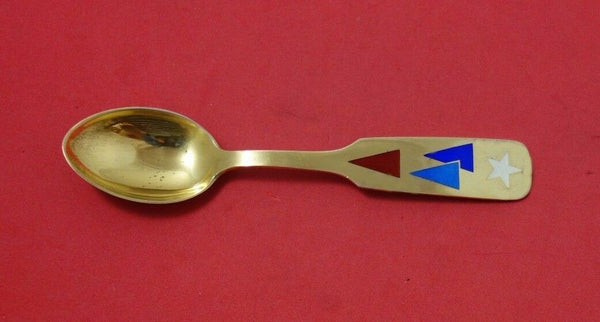 Christmas Theme by Michelsen Sterling Silver Teaspoon 1954 Vermeil Enameled