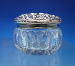 Dominick and Haff Sterling Silver and Glass Dresser Jar Repousse Flowers #6873-2