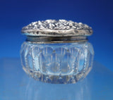 Dominick and Haff Sterling Silver and Glass Dresser Jar Repousse Flowers #6873-2
