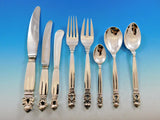 Acorn by Georg Jensen Danish Sterling Silver Flatware Set for 8 Service 64 pcs