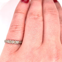 18k White Gold Petite Three Stone Genuine Natural Diamond Ring Band (#J5726)