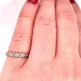 18k White Gold Petite Three Stone Genuine Natural Diamond Ring Band (#J5726)