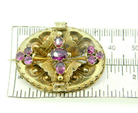 14k Gold Georgian Pin Brooch with Genuine Natural Almandine Garnets (#J5013)