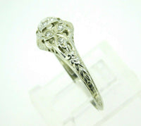 Art Deco 18k White Gold Filigree .46ct Genuine Natural Diamond Ring (#J4395)