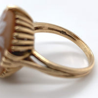 10k Yellow Gold Genuine Natural Shell Cameo Ring Carved with a Rose (#J6216)
