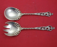 Dobbel Rokokko by Brodrene Lohne Norwegian Sterling Silver Salad Serving  7 1/2"