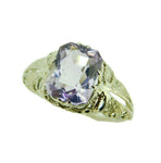 Deco 14k White Gold Filigree Genuine Natural Amethyst Ring (#J4725)