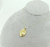 14k Oval Yellow Gold Locket with Scrolly Floral Design on Front (#J4322)