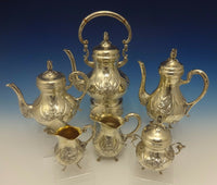 German Sterling Silver Tea Set 6pc Handmade w/Applied Flowers (#0435)