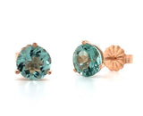 14k Rose Gold Green Genuine Natural Tourmaline Stud Earrings Jewelry (#J6103)