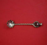 BMCo English Sterling Silver Salt Spoon w/Scottish Thistle Amethyst Stone 2 1/2"