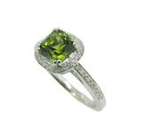 14k Gold 1.86ct Fine Genuine Natural Peridot and Diamond Halo Ring (#J4581)