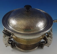 Joseph Heinrichs Silver over Copper Chafing Dish Hammered w/ 3-D Rabbits (#0746)