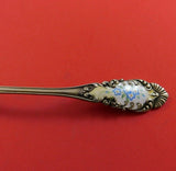 Blackinton Sterling Silver Sugar Spoon Vermeil Scalloped w/Enamel Flowers 5 3/4"
