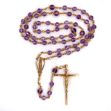 14k Yellow Gold Creed Rosary with Genuine Natural Amethyst Beads (#J5961)