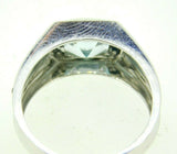 10k White Gold Men's Genuine Natural Aquamarine and Diamond Ring (#J4489)