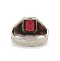14k White Gold 2.63ct Deep Red Genuine Natural Garnet Men's Ring (#J5769)