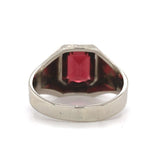 14k White Gold 2.63ct Deep Red Genuine Natural Garnet Men's Ring (#J5769)