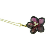 14k Yellow Gold Carved Genuine Natural Garnet Flower Pendant (#J3130)