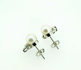 14k White Gold Akoya Saltwater Cultured Pearl Earrings with Diamonds (#J4367)