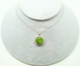 14K Gold 4.41ct Brilliant Cut Genuine Natural Peridot Pendant w/ Diamond #J2856