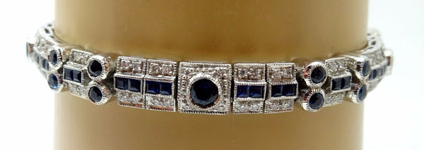 18k Gold Bracelet with 5.31ct Blue Genuine Sapphires & 1.93ct Diamonds #J3528