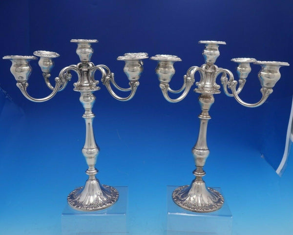 Chantilly By Gorham Weighted Sterling Silver 5 Light Candelabra Pair (#4164)