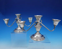 Lamerie Sterling Silver Candelabra Pair 3-Light #900-2 5 7/8" Tall (#3716)