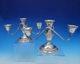 Lamerie Sterling Silver Candelabra Pair 3-Light #900-2 5 7/8" Tall (#3716)