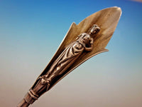 Wood & Hughes Sterling Silver Platter Spoon w/3-D Woman Gold Washed 10 3/4"