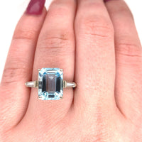 14k White Gold Emerald Cut 4.51ct Genuine Natural Aquamarine Ring (#J5589)