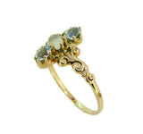 10k Yellow Gold Victorian Genuine Natural Aquamarine and Moonstone Ring (#J4649)