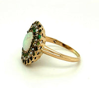 10k Yellow Gold Large Victorian Opal Ring with Seed Pearls (#J4790)