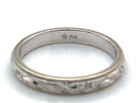 14k White Gold Band Jewelry Floral Swirl and Beaded Size 5.75 (#J5868)