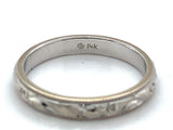 14k White Gold Band Jewelry Floral Swirl and Beaded Size 5.75 (#J5868)