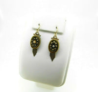 14k Gold Victorian Earrings With Applied Leaves and Fringe (#J5067)