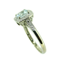 10k White Gold Cushion Genuine Natural Aquamarine and Diamond Halo Ring (#J4729)