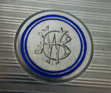 Austrian .750 Silver Card Case Engine Turned with Blue and White Enamel (#2796)
