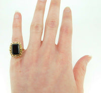 10k Yellow Gold 8.4 Carat Genuine Natural Garnet Ring with Flowers (#J1857)