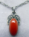 Georg Jensen Sterling Carnelian Pendant and Earrings (#J3409)