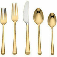 Gold Imperial Caviar by Lenox Stainless Steel Flatware Set Service New 40 pieces