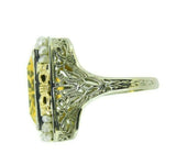 14k Gold Deco 7 Carat Citrine Filigree Ring with Flowers and Bows (#J4541)