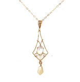 10k Yellow Gold Moonstone Lavaliere Pendant Jewelry (#J5638)