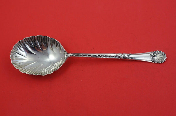 English Estate Sterling Silver Berry Spoon shell handle & bowl Sheffield 1910 9"