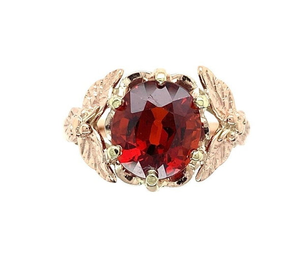 14k Yellow Gold 3.71ct Vibrant Spessartine Genuine Natural Garnet Ring (#J6146)
